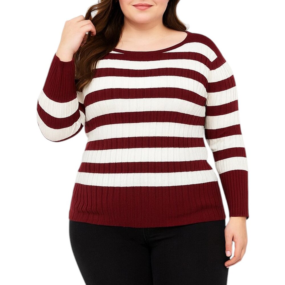 NWT Croft & Barrow Womens Sweater Button Detail Boatneck Stripe Size XL
